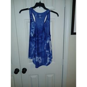 Vogo Athletica Women’s High-Low Tie Dye Racerback Tank Top Indigo Blue Size L